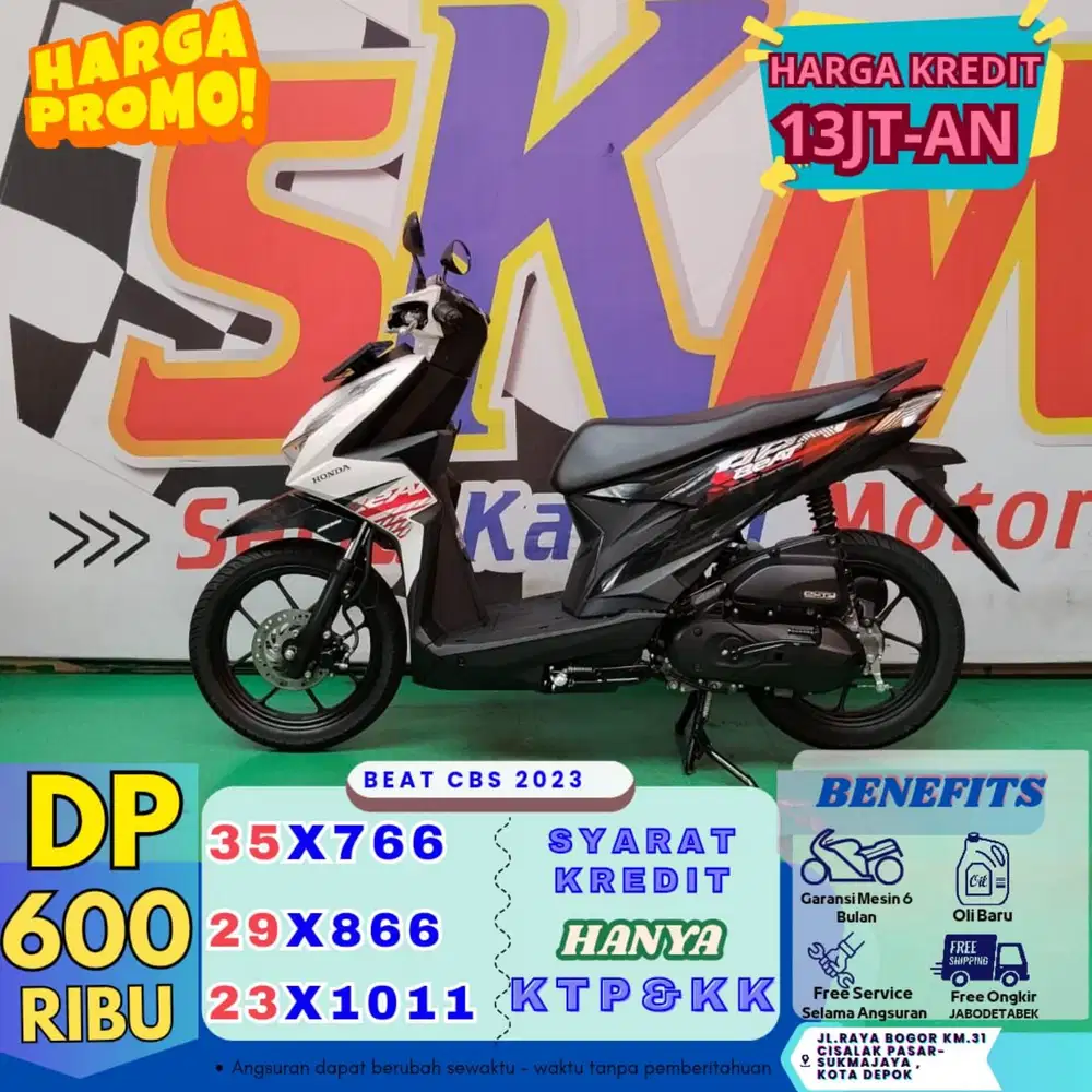 DP 500 free garansi selama angsuran Honda Beat 2022 Cash Credit