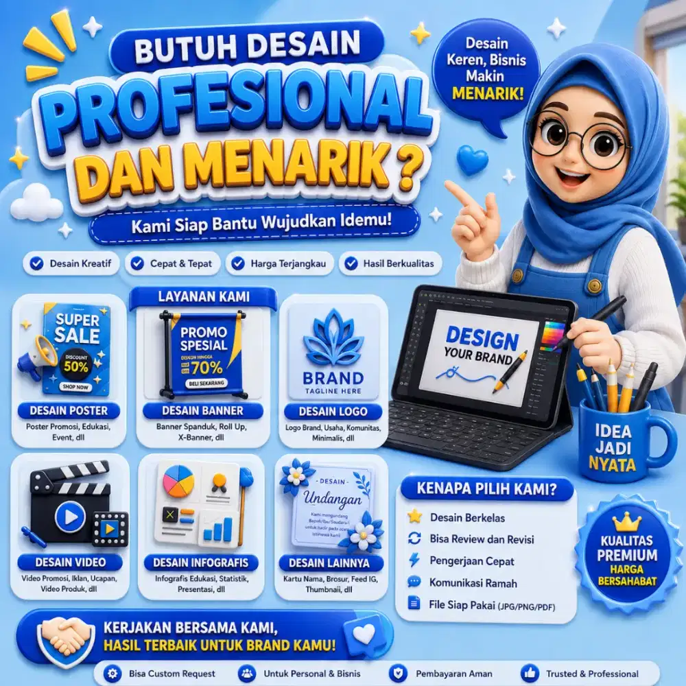 Desain Poster Produk , Logo , Banner ,  Infigrafis , Video Promosi