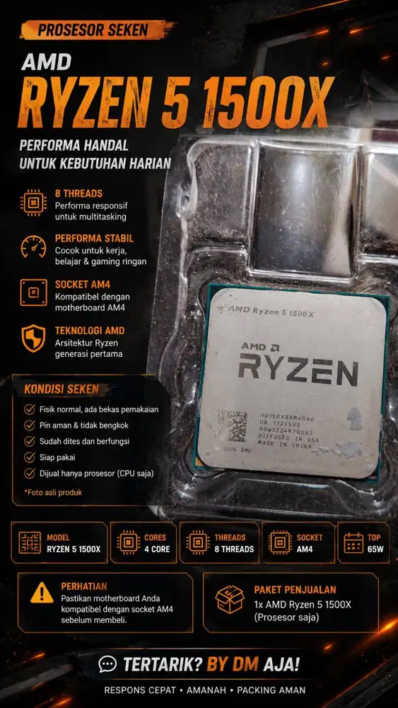 Prosesor AMD Ryzen 1500X seken