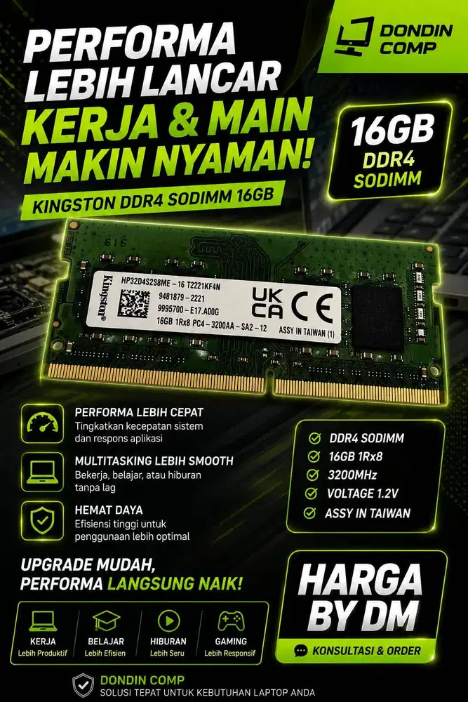 Sodimm ddr4 16Gb PC3200 seken normal