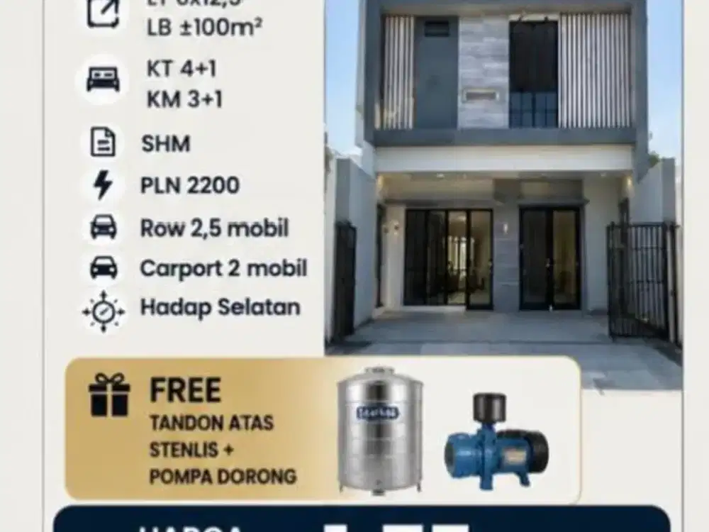 Dijual Rumah Minimalis Modern di Sutorejo