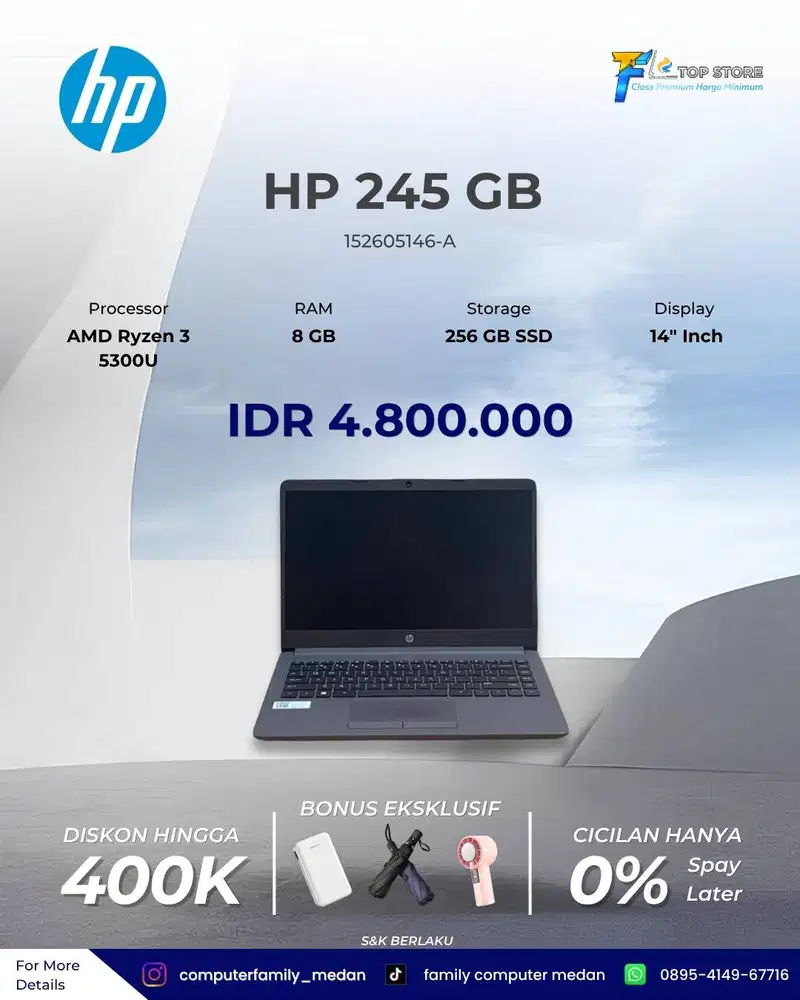 LAPTOP HP 245G8 NOTEBOOK PC AMD RYZEN 3 5300U 8GB/512GB