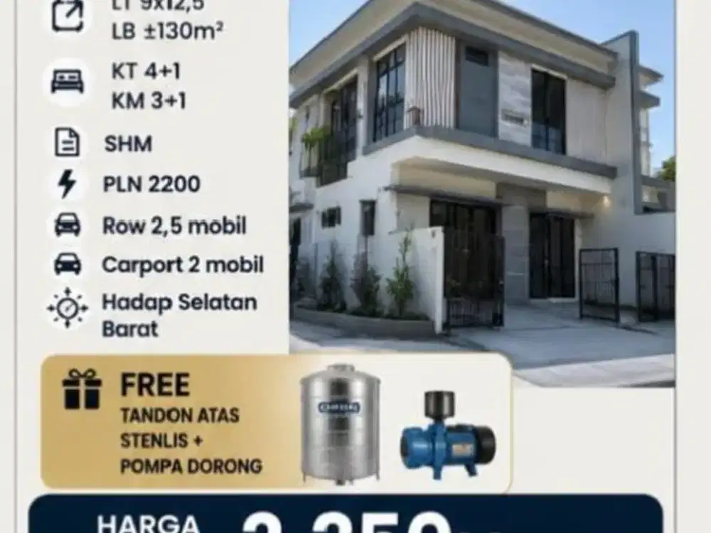 Dijual Rumah Minimalis Modern di Sutorejo