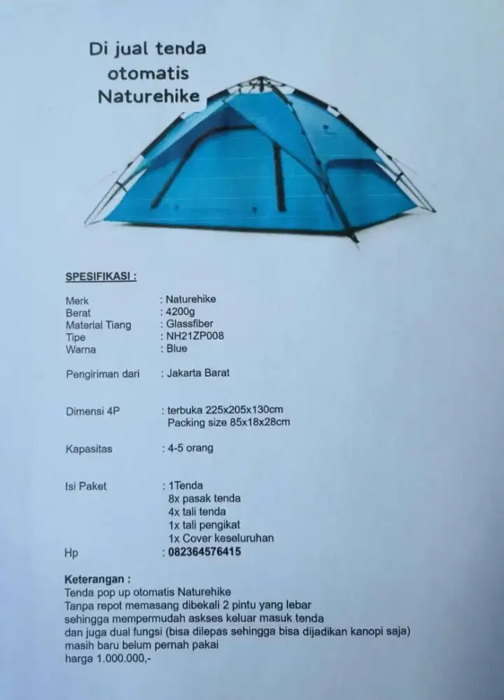 Tenda camping outdoor