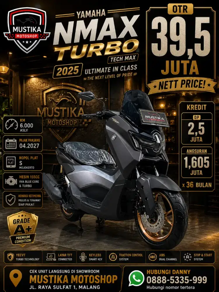 KM 6rb‼️Nmax Turbo TECH MAX 2025. DANNY Mustika Sulfat Malang