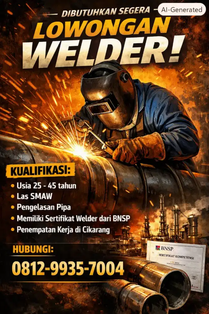 Dibutuhkan welder SMAW