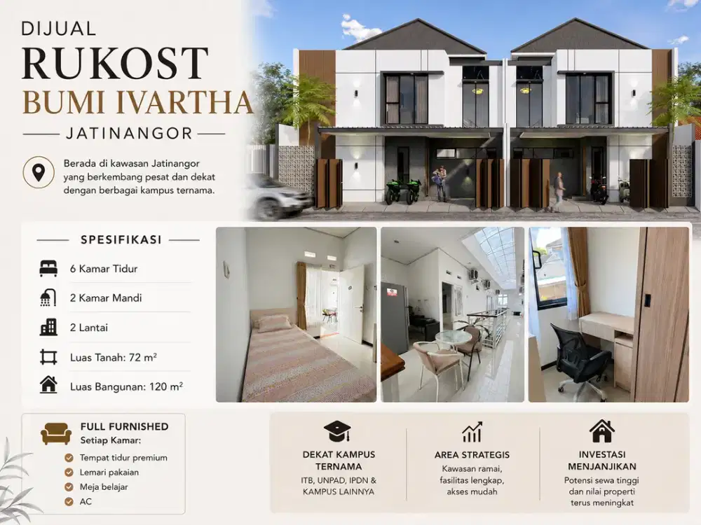 Rukost Jatinangor Full Furnished Dekat ITB & UNPAD | Cocok untuk Investasi
