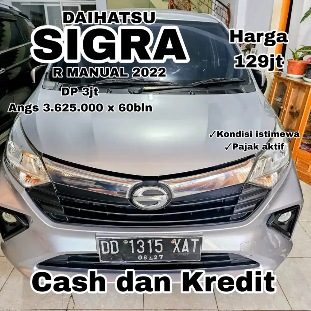 Dp 3jt angs 3,655,000 x 60bln Daihatsu Sigra 2023 Bensin