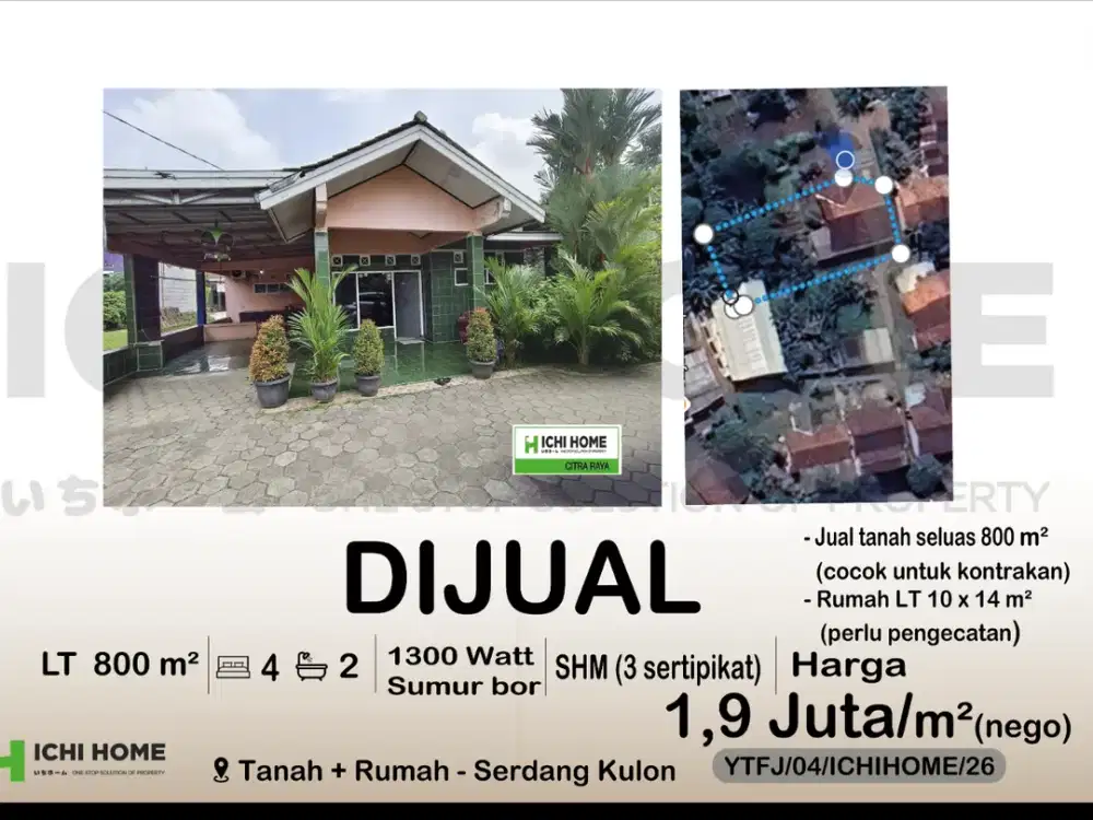 Tanah dan Rumah Harga di Bawah Pasaran di Panongan Tangerang