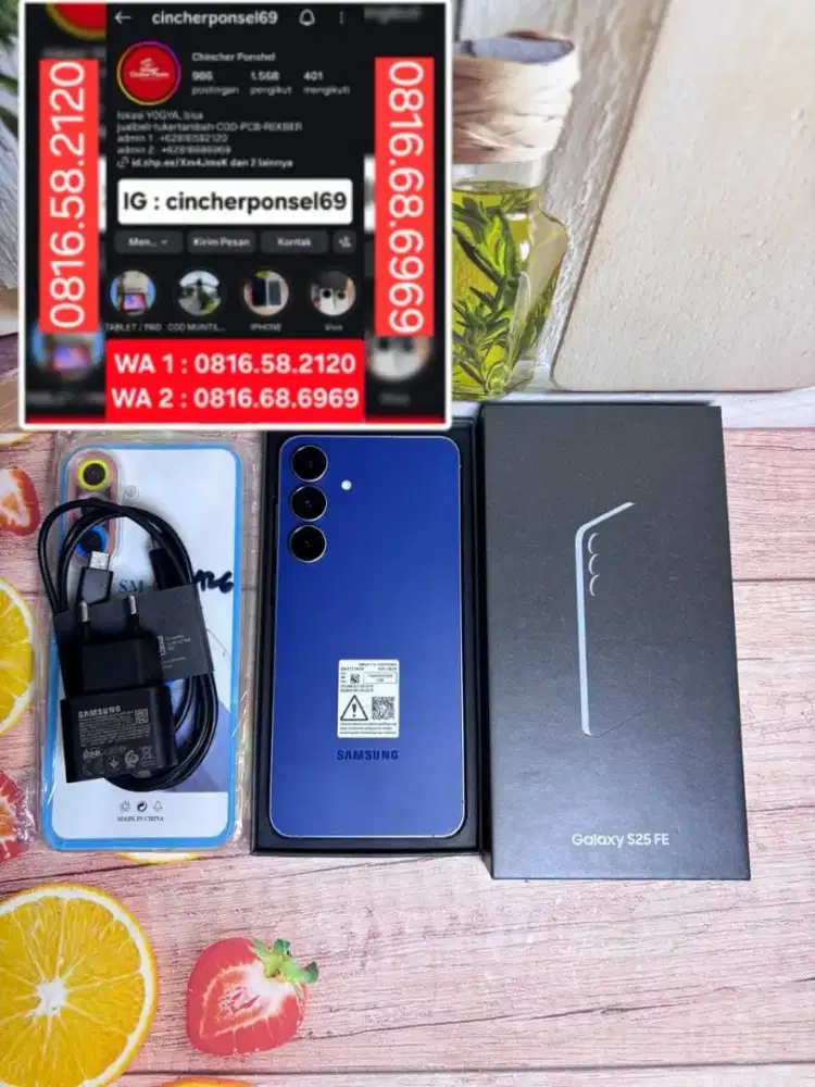Jual hp LIKENEW SAMSUNG S25 fe 5g SEBULAN pakai FREE adaptor n case