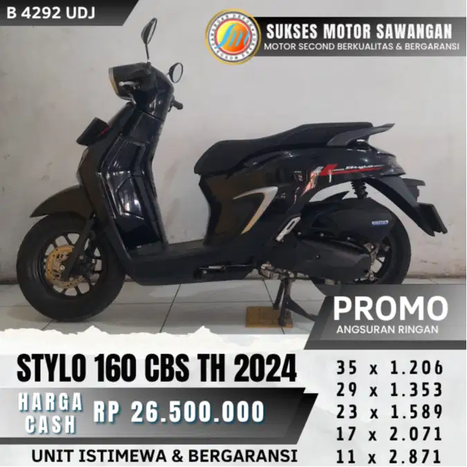 MULUS HONDA STYLO 160 CBS TH 2024 HITAM BISA CASH KREDIT BERGARANSI