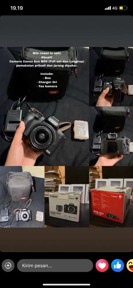 WTS!!! Kamera Eos m50 dengan kartu memori sesuai diskirpsi