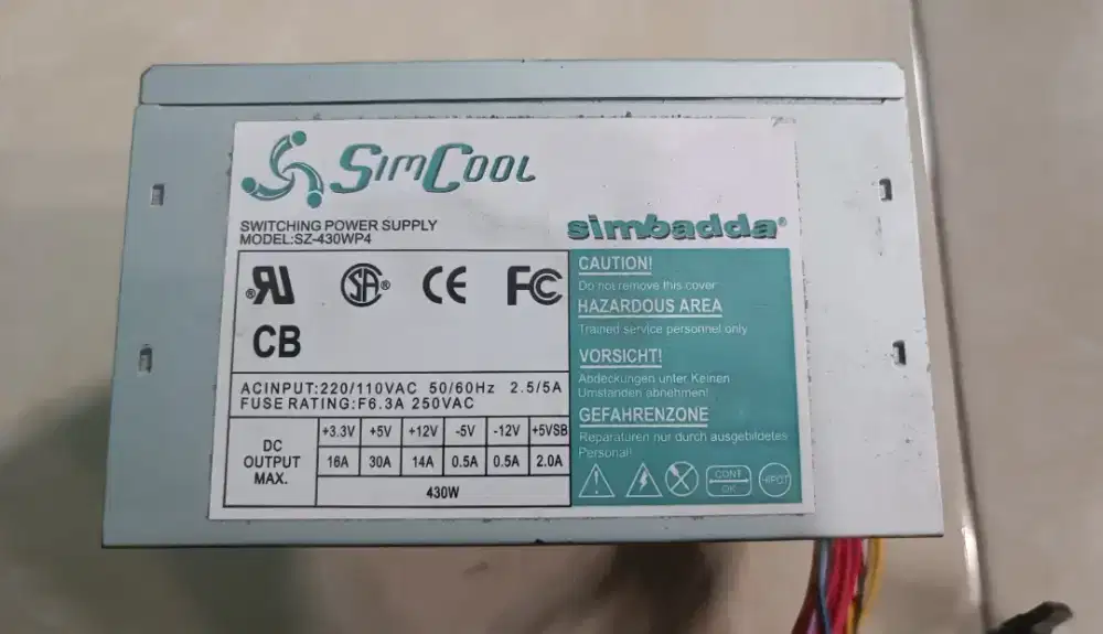 Power Supply (PSU) Simbadda SimCool 430W SZ-430WP4 - Normal Siap Pakai