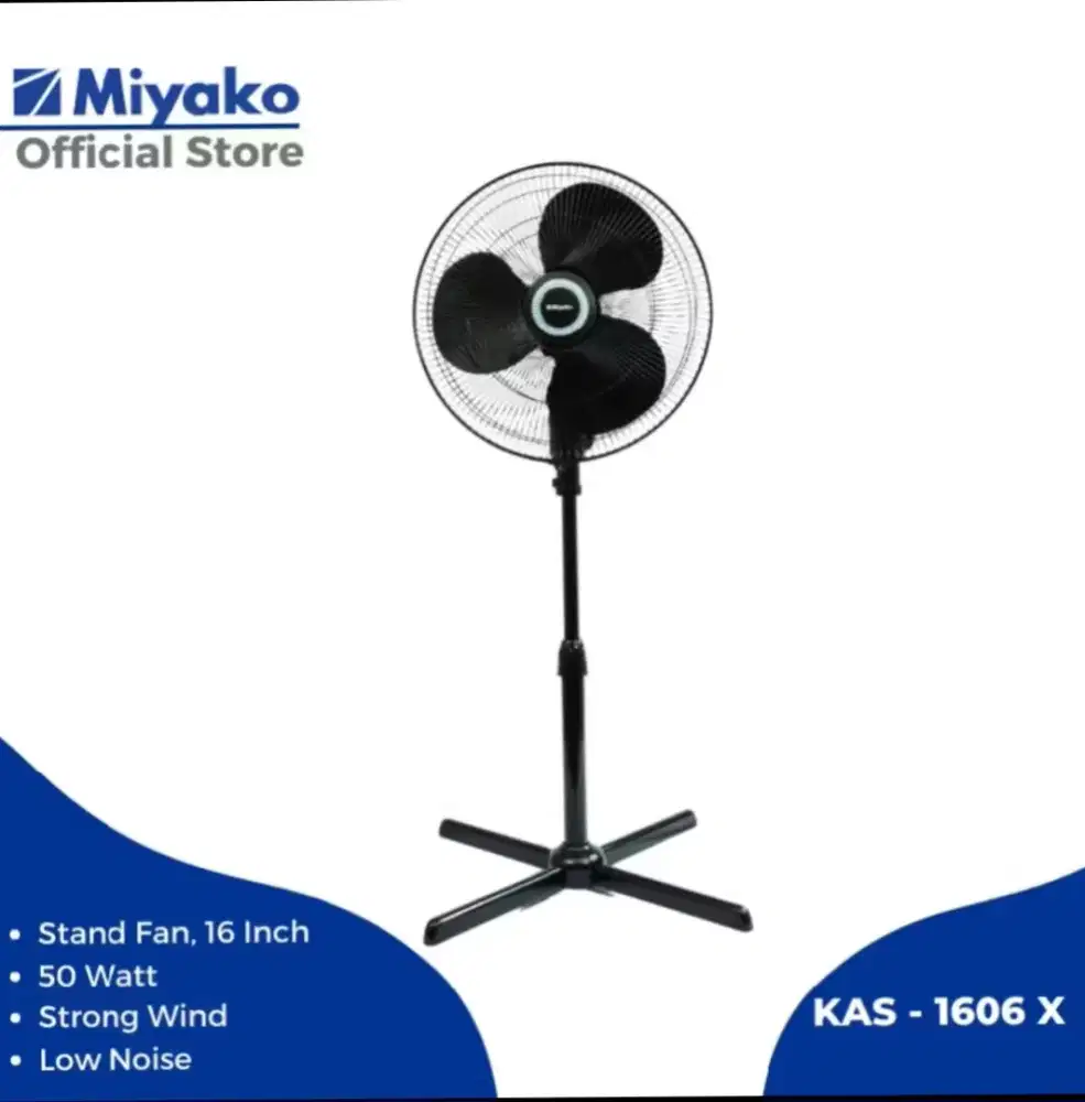 MIYAKO KAS-1606 X GB, KIPAS ANGIN BERDIRI STAND FAN, 16 INCHI, 3 SPEED