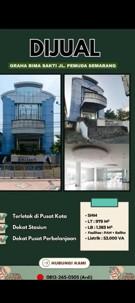 Dijual BU Gedung / Ruang Usaha (Graha Bima Sakti) - Jl.Pemuda Semarang