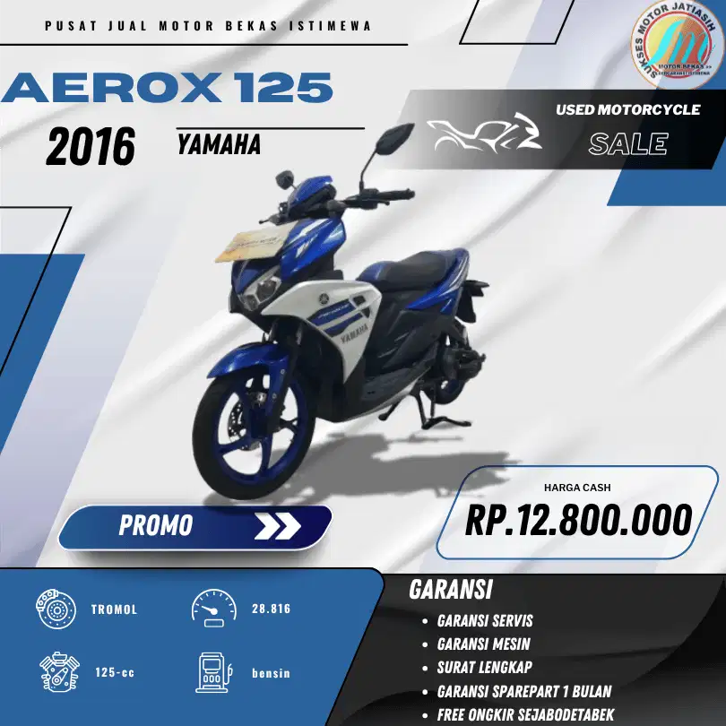 YAMAHA AEROX 125CC 2016  BISA PAYMENT CC& SPYLATERKREDIVO(SUKSESMOTOR)