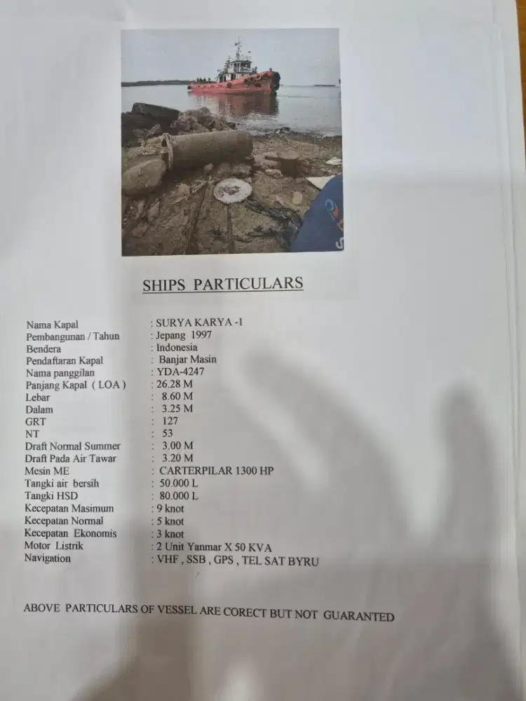 JUAL TUGBOAT TH 97 ME CAT 3512
