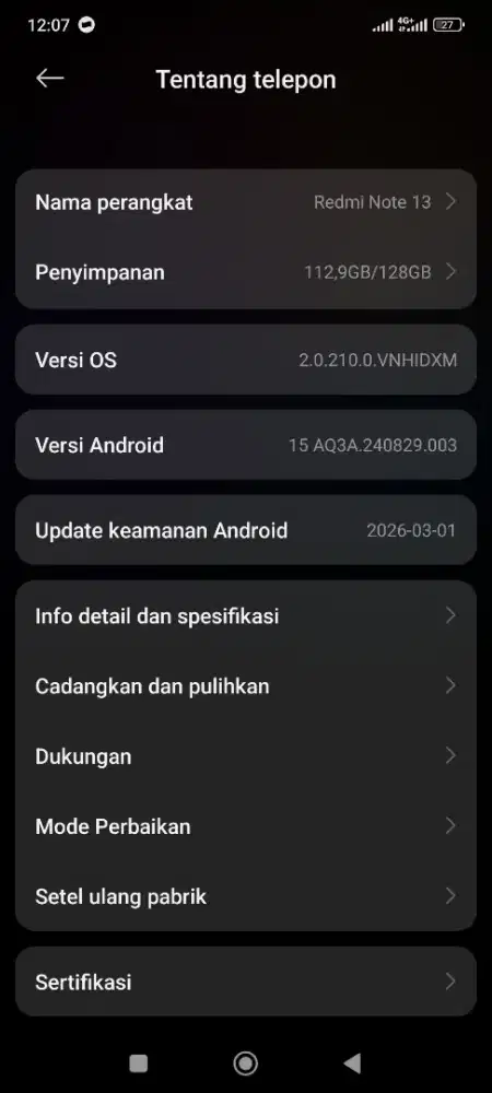 Jual hp redmi note 13 8gb