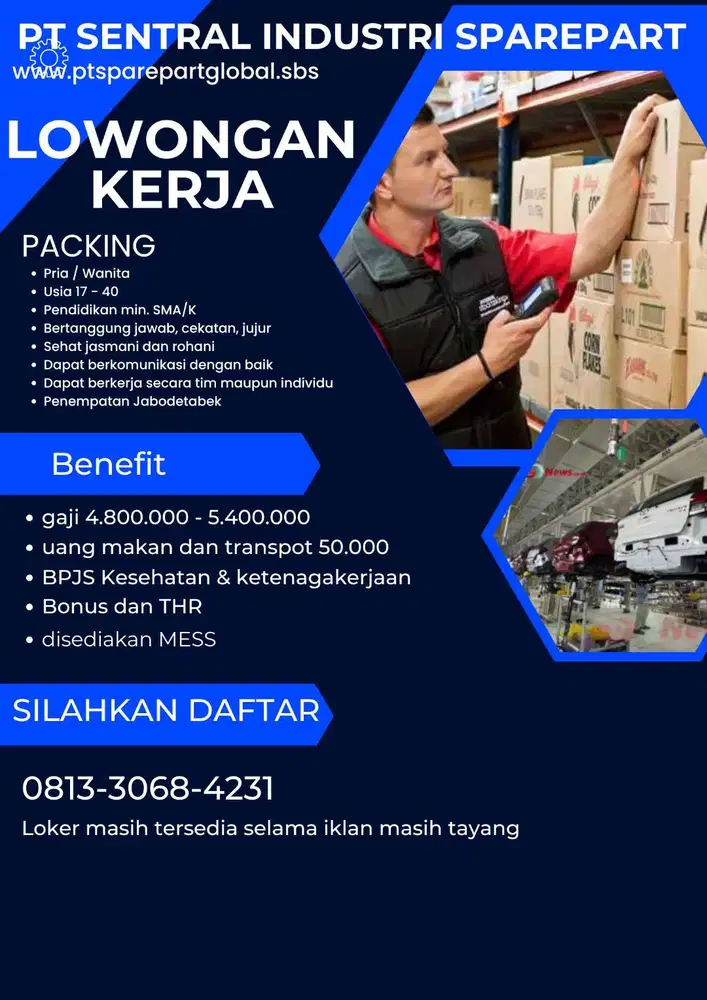 Dibutuhkan Staff Packing Gaji UMR