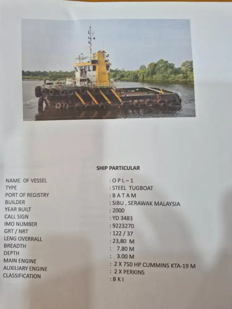 JUAL TUGBOAT TH 2000
