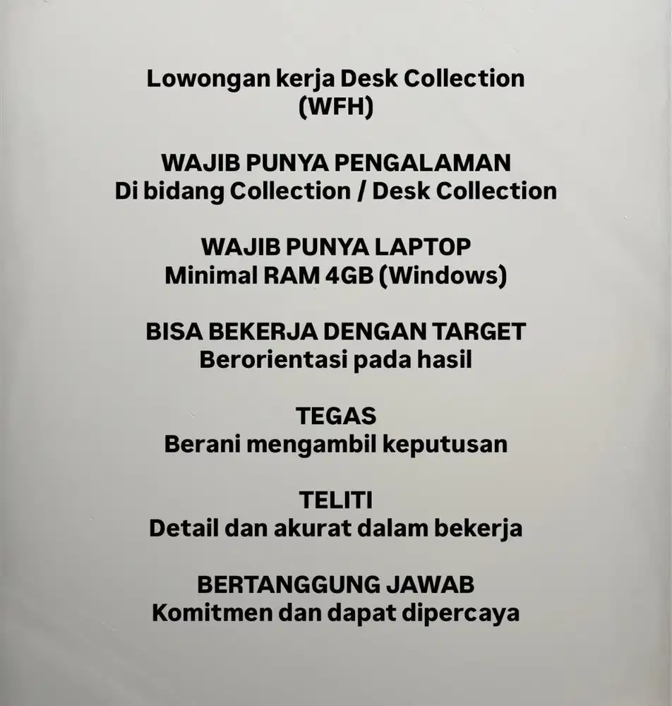 LOWONGAN KERJA - WFA