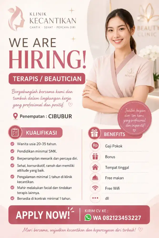 lowongan Terapis / Beautician klinik kecantikan