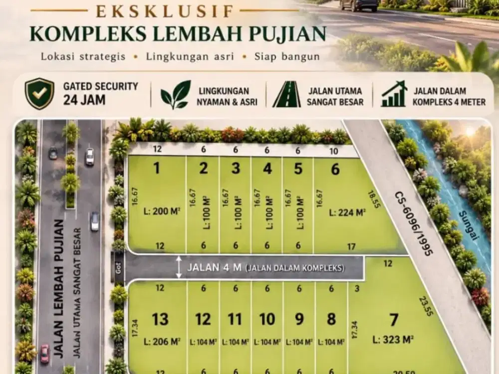 DIJUAL TANAH KAPLING EKSKLUSIF DI KOMPLEKS LEMBAH PUJIAN