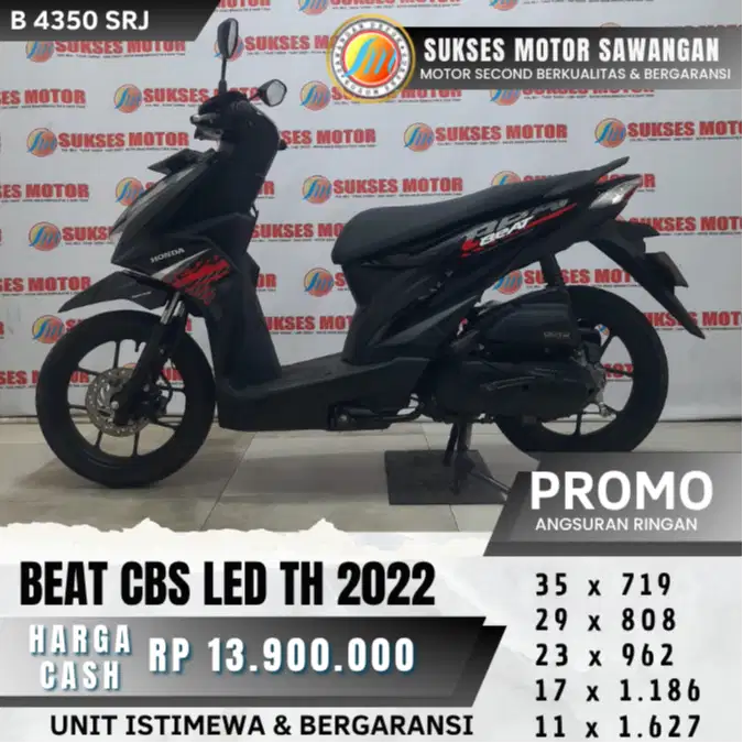 CASH KREDIT DP 700 BEAT CBS LED TH 2022 MERAH MULUS UNIT BERGARANSI