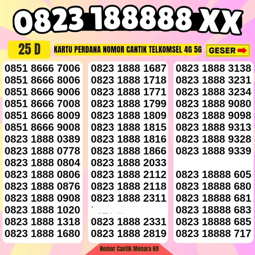 NOMOR CANTIK KARTU PERDANA SUPPORT 4G 5G FRESH AKTIF JARINGAN