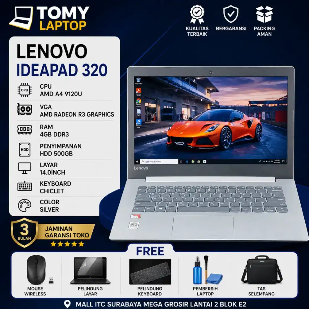 LENOVO IDEAPAD 320 AMD A4 9120U AMD RADEON R3 GRAPHICS RAM4GB HDD500GB