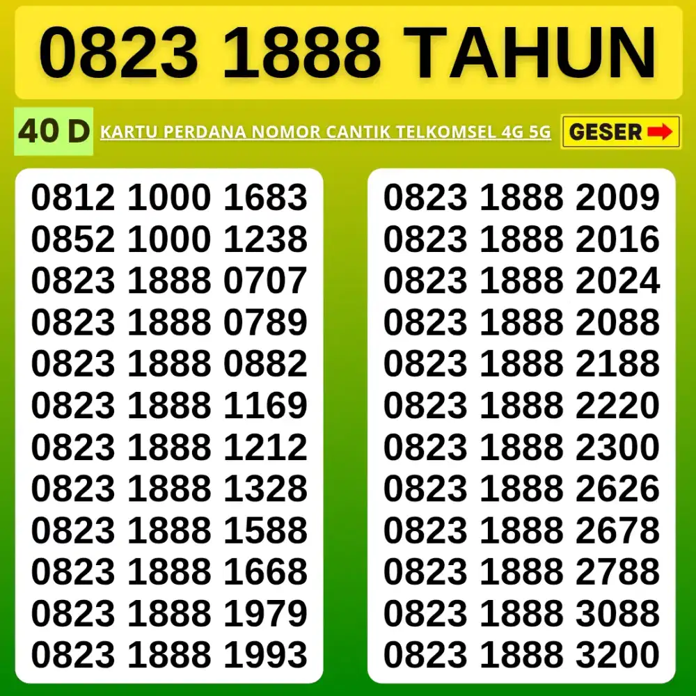 NOMOR CANTIK KARTU PERDANA SUPPORT 4G 5G FRESH AKTIF JARINGAN