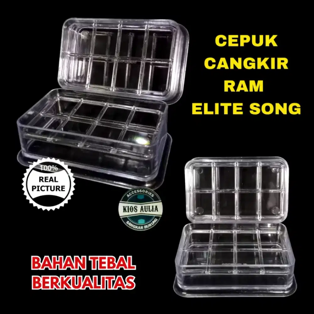 CEPUK RAM WADAH PAKAN BURUNG PLASTIK TRANSPARAN