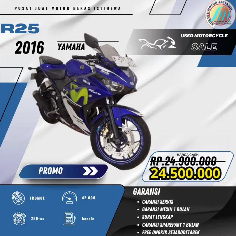 YAMAHA R25 2016  BISA PAYMENT CC & SPYLATER KREDIVO(SUKSESMOTOR)