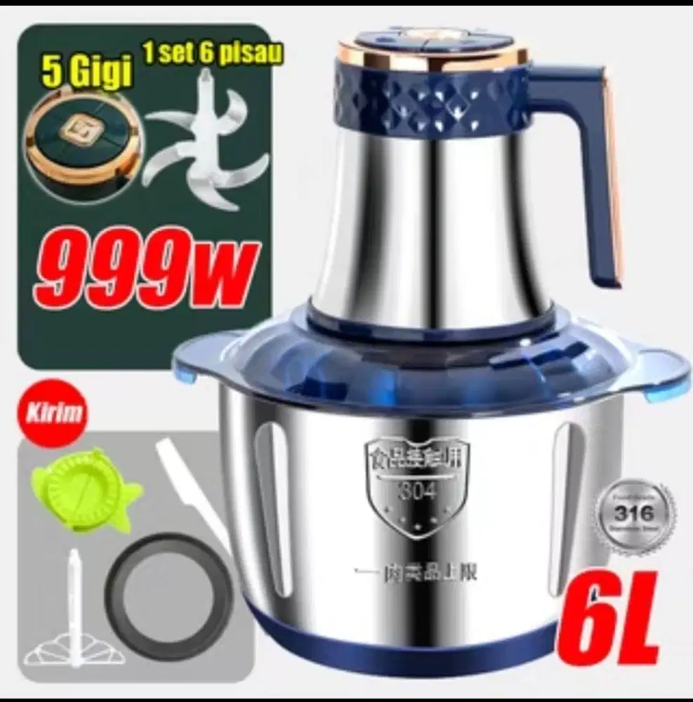 Blender Chopper 5 in 1 - Kapasitas 6 L