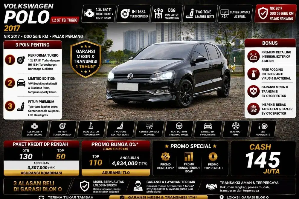 LOW ODO Volkswagen Polo  1.2 GT TSI Turbo 2017