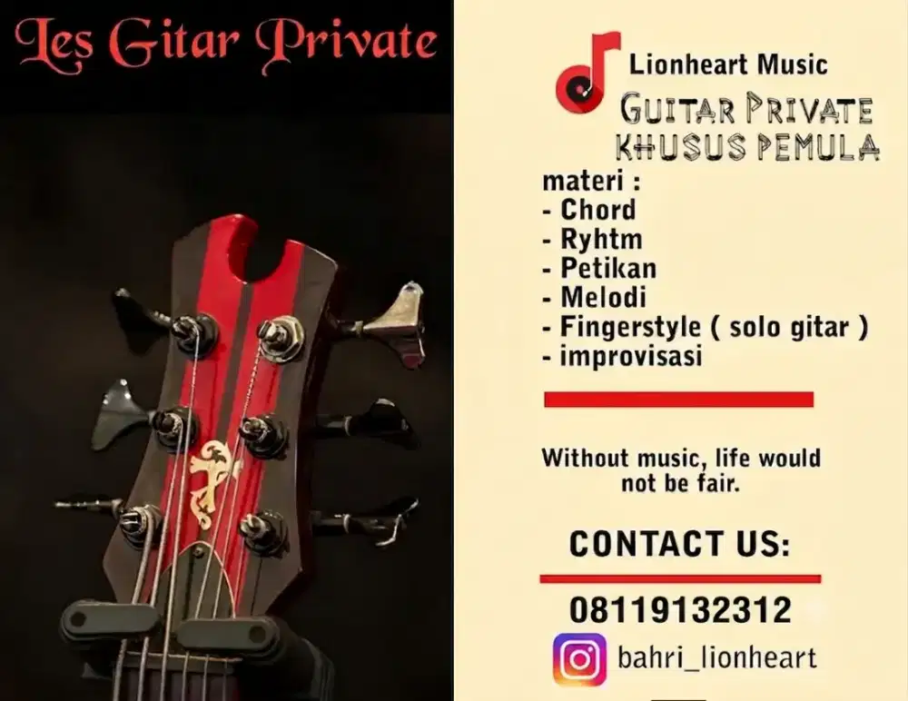 Kursus Gitar Private khusus Pemula PROMO