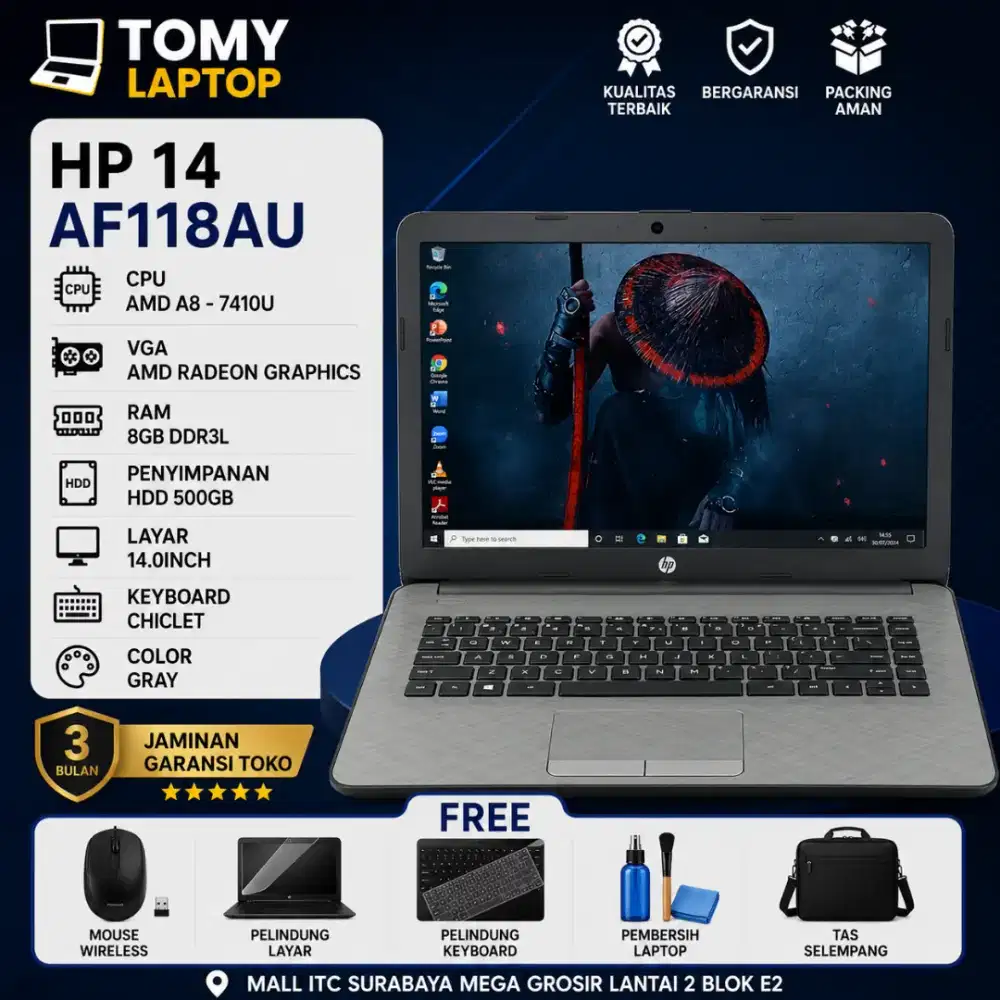 HP 14 AF118AU AMD A8 7410U AMD RADEON GRAPHICS RAM 8GB HDD500GB 14INCH