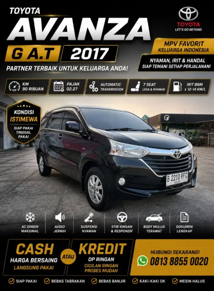 Avanza 1.3 G a t 2017 km 90rb an