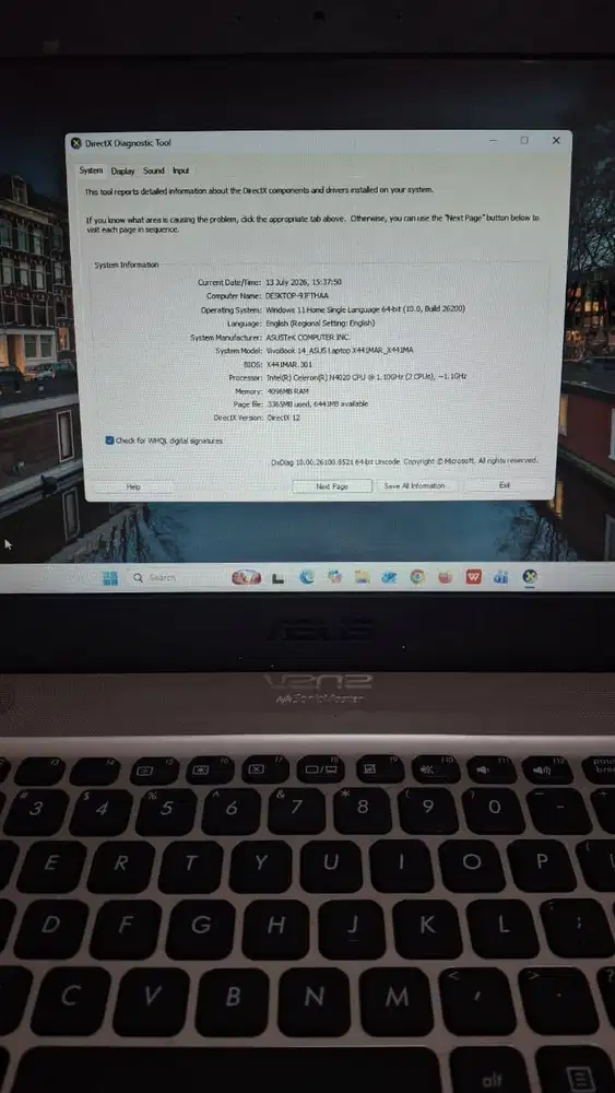 LAPTOP ASUS VIVOBOOK 14 X441MA |INTEL CELERON N4020 |RAM 4GB SSD 500GB