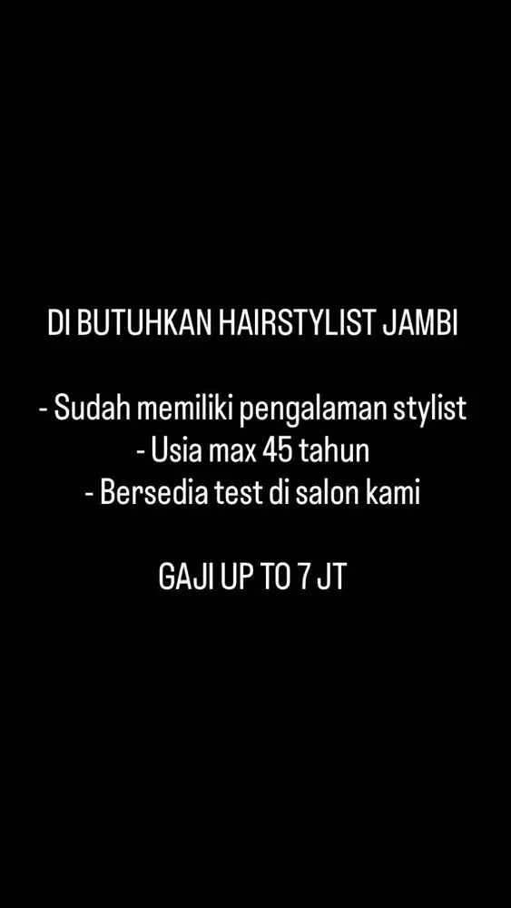 LOWONGAN HAIRSTYLIST