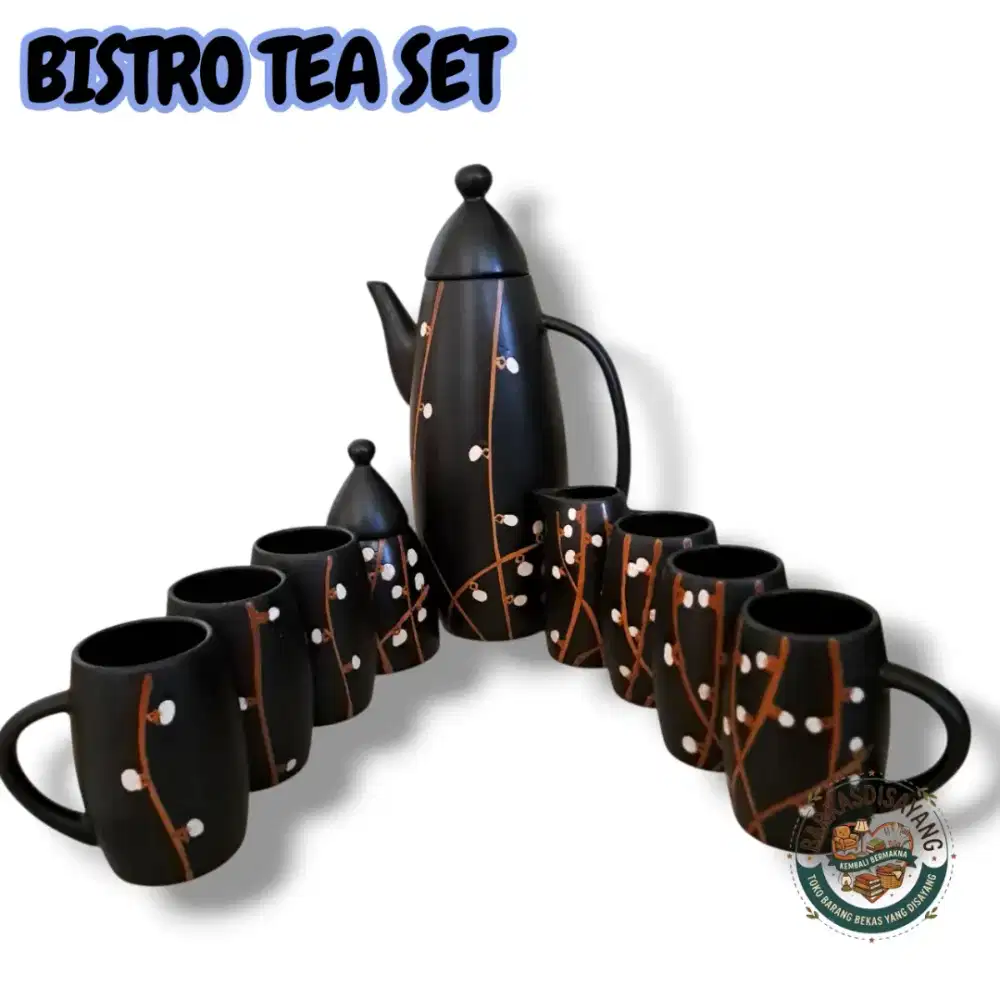 JUAL MURAH 1 SET CANGKIR TEH DAN TEKO KERAMIK DARI BISTRO (BDG ONLY)