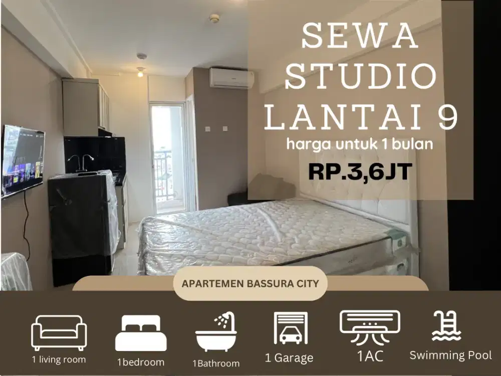 Disewakan studio full furnished lantai rendah apartemen bassura city