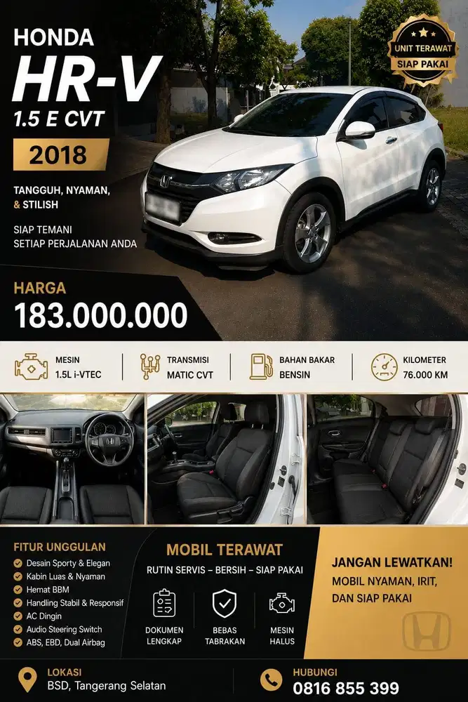 DIJUAL HONDA HRV 2018 MATIC