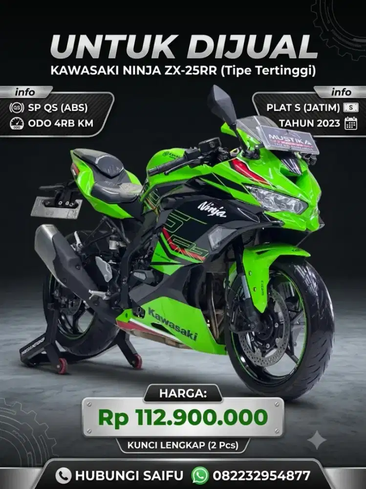 Odo 4rb Simpenan!!Kawasaki ZX25RR ABS SP QS 2023 Plat S Mulus-Mustika
