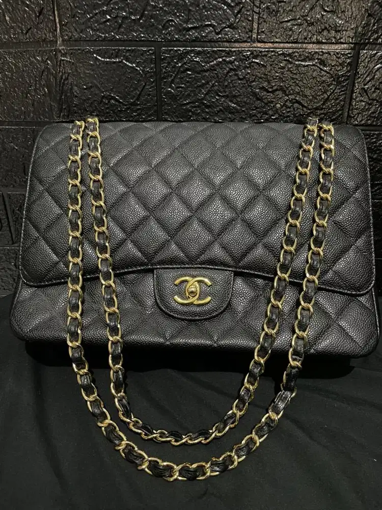 Channel Tas Hitam Quilted + Chain Gold