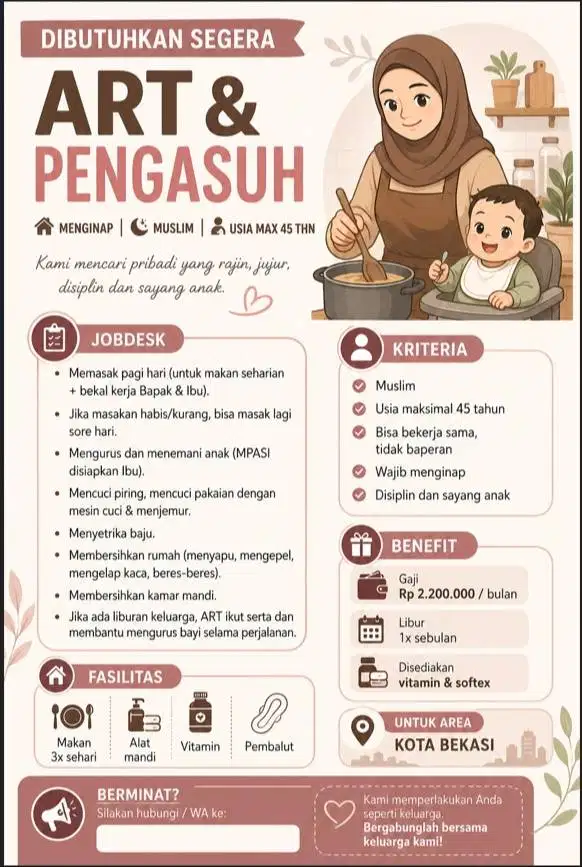 LOWONGAN KERJA ART & PENGASUH
