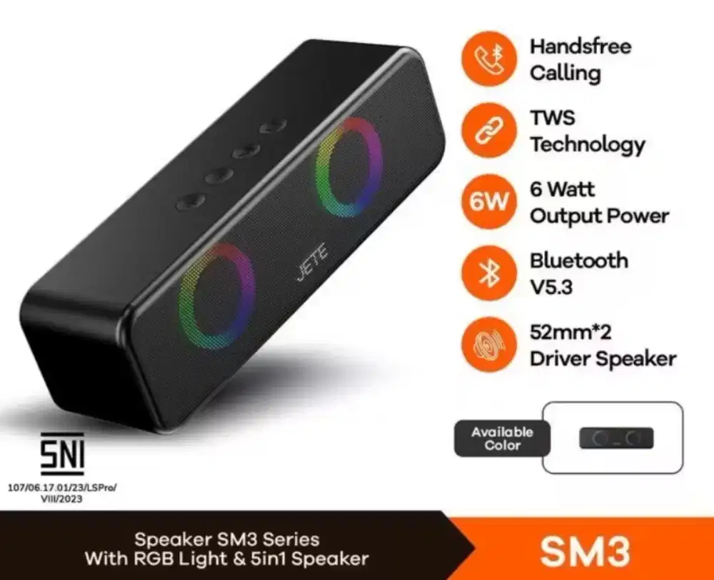 JETE Speaker Bluetooth SM3 - Surround Sound with LED Light