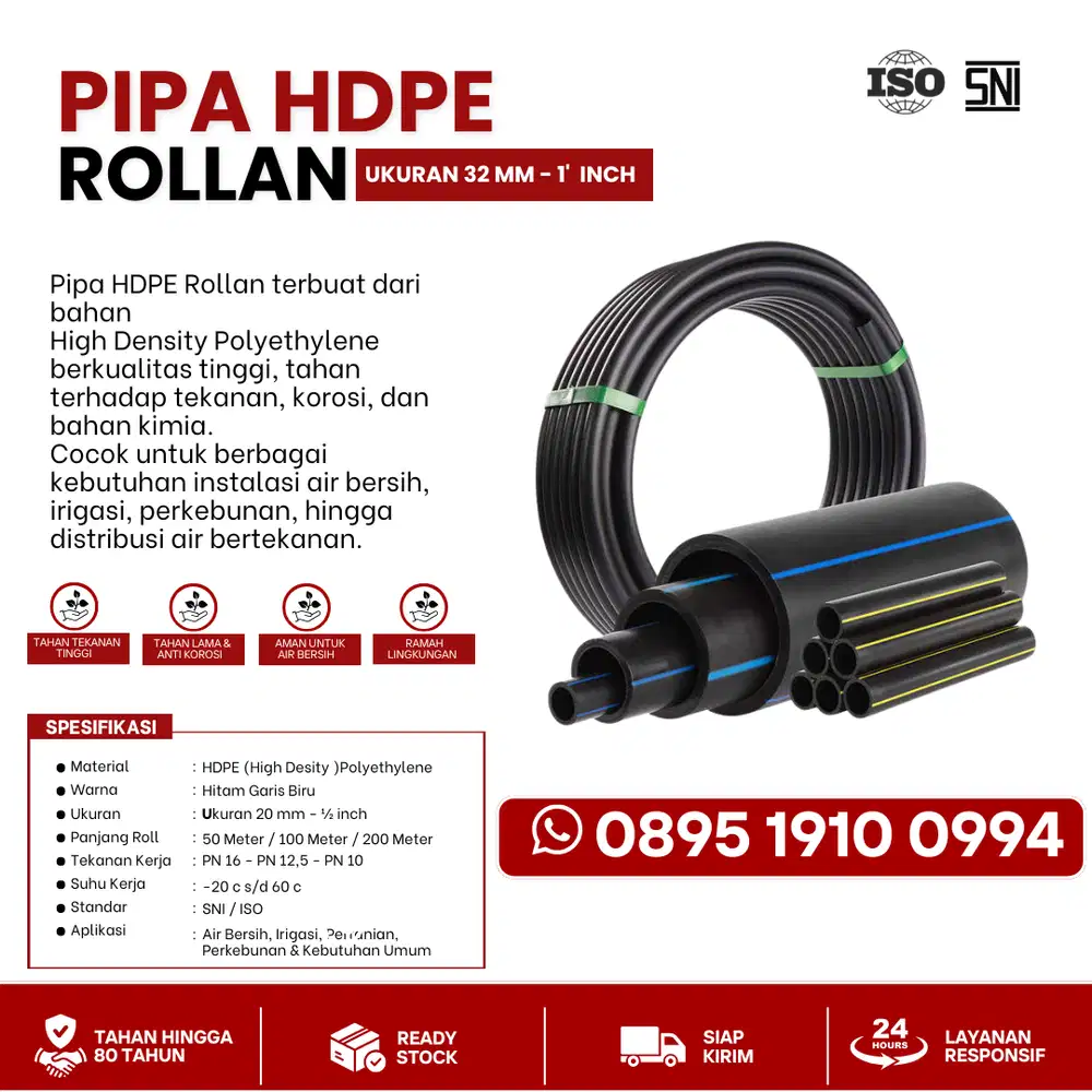 JUAL PIPA HDPE MURAH 1 INCH dan ukuran lainnya jakarta