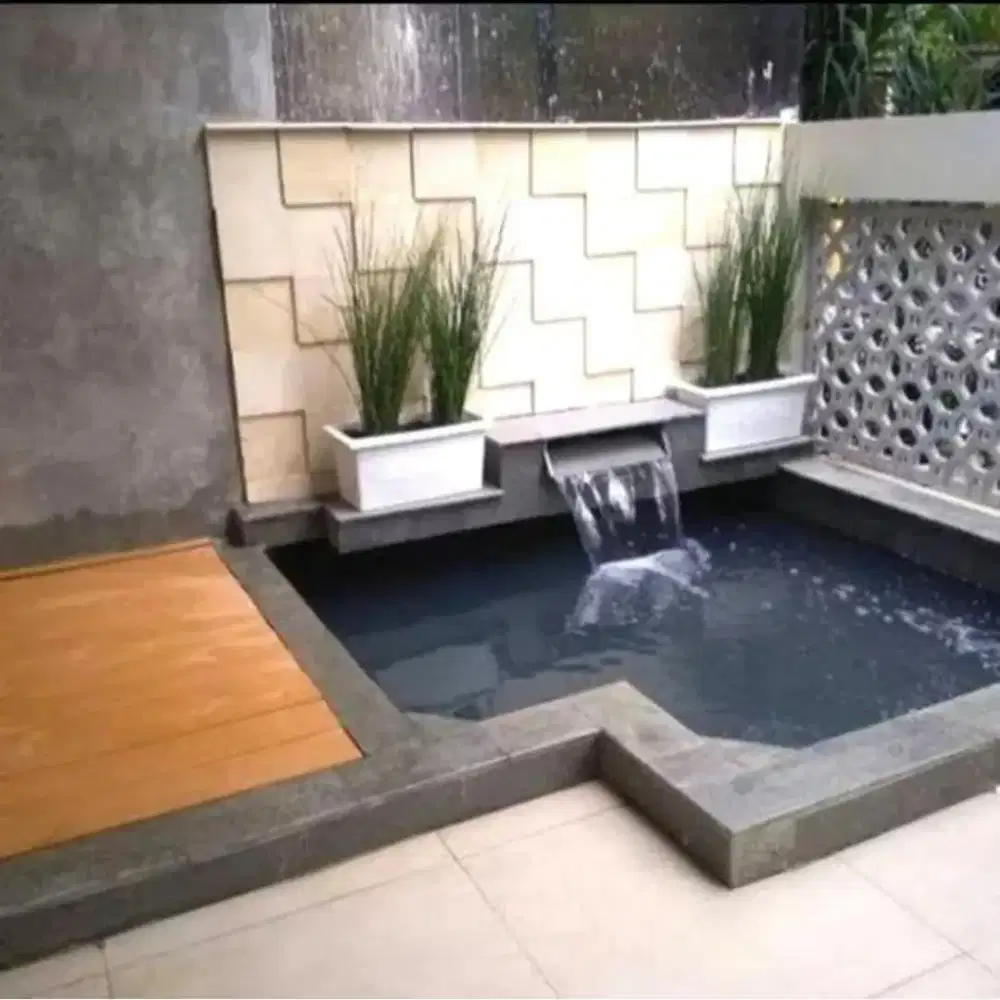 Pembuatan kolam koi minimalis