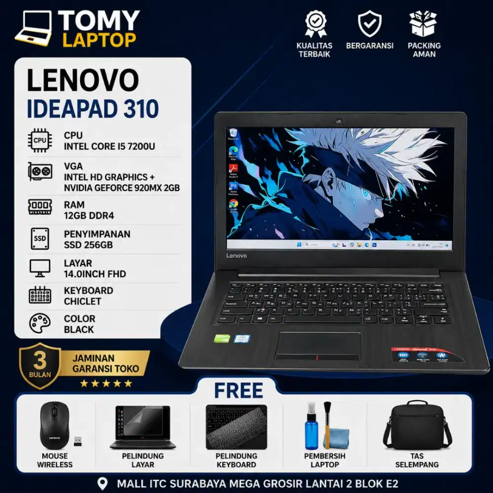 LENOVO IDEAPAD 310 INTEL CORE I5 7200U NVIDIA 920MX RAM 12GB SSS 256GB